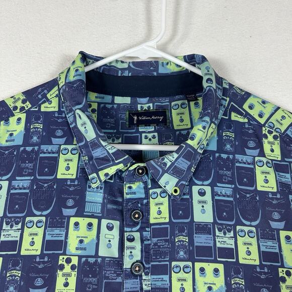 William Murray Polo Golf Shirt Mens XL Blue WMG Distortion Casual Short Sleeve - Picture 2 of 9